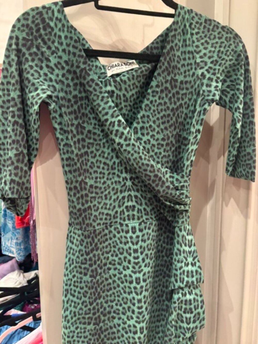 Chic Green Leopard Print Dress by Chiara Boni La Petite Robe